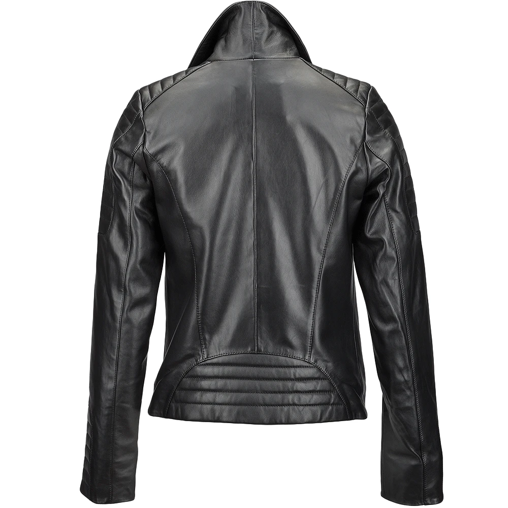 Vegetable Tanned Leather Biker Jacket Black : Eleonare - Image 3