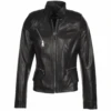 Vegetable Tanned Leather Biker Jacket Black : Renee