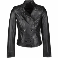 Vegetable Tanned Leather Biker Jacket Black : Rosabel