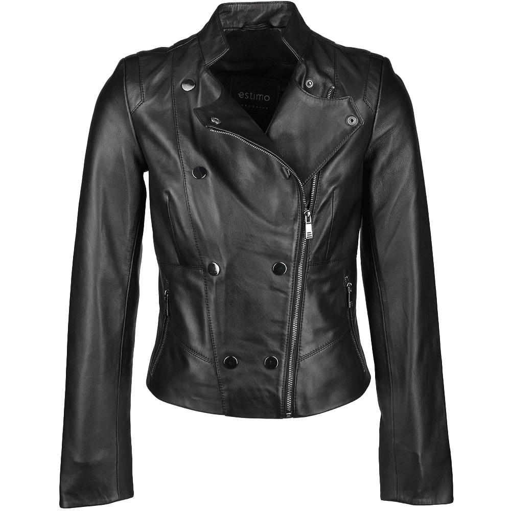 Vegetable Tanned Leather Biker Jacket Black : Rosabel