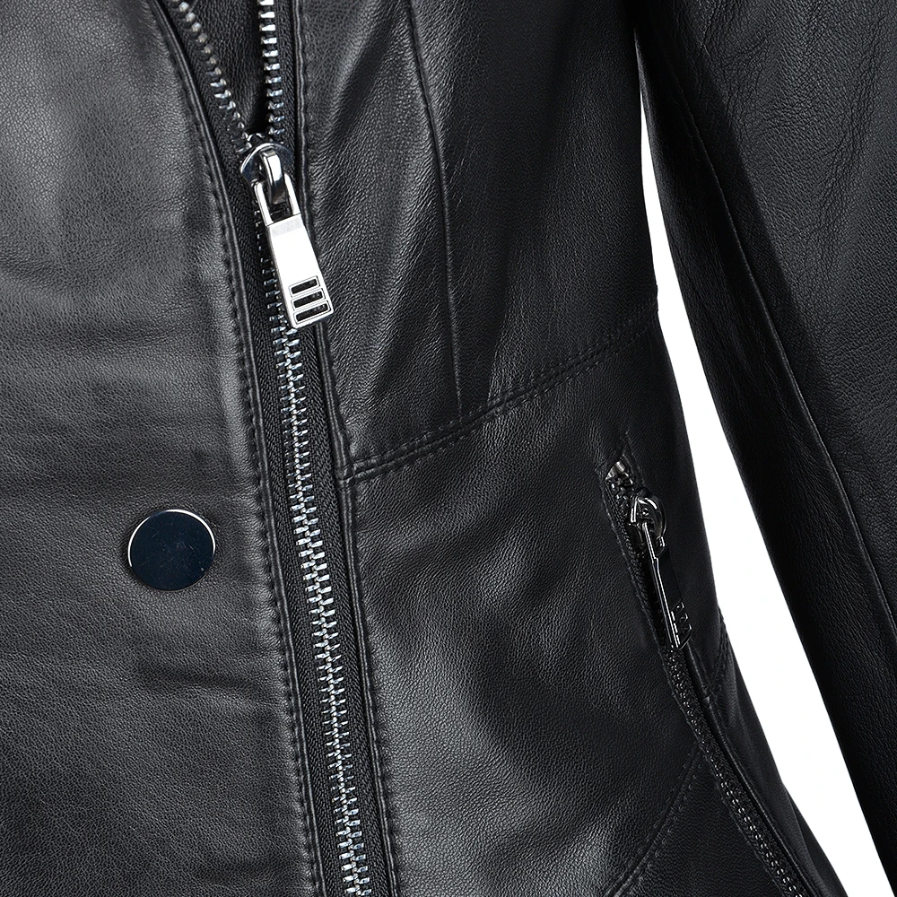 Vegetable Tanned Leather Biker Jacket Black : Rosabel - Image 4