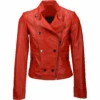 Vegetable Tanned Leather Biker Jacket Red : Rosabel