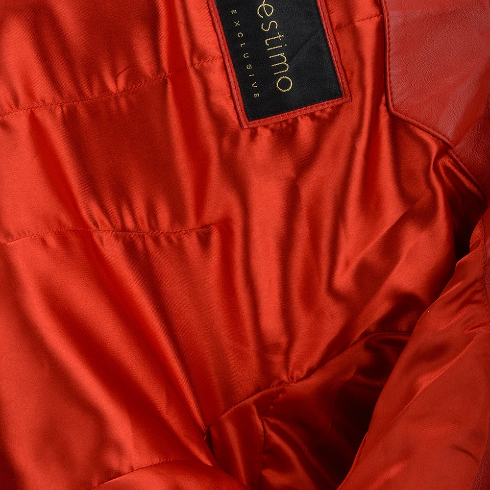 Vegetable Tanned Leather Biker Jacket Red : Rosabel - Image 6