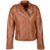 Vegetable Tanned Leather Biker Jacket Tan : Ballerina