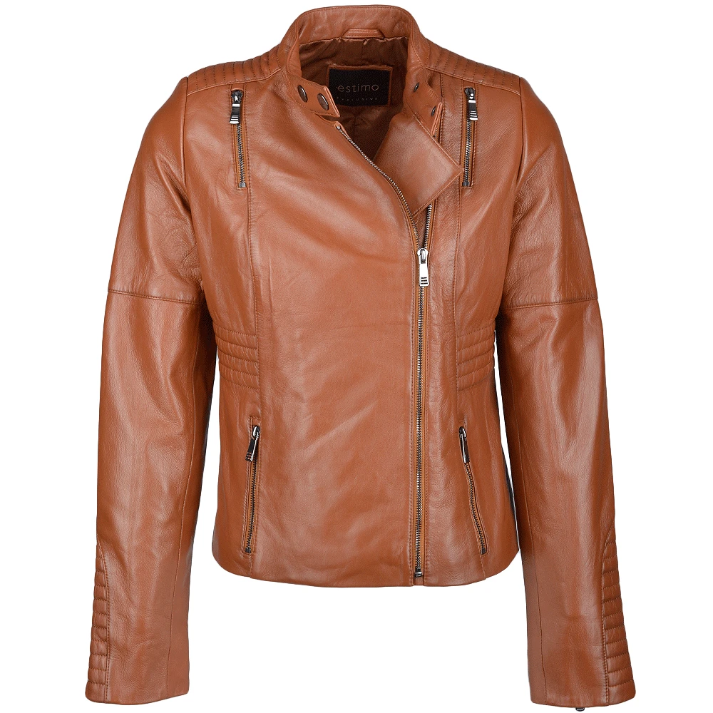 Vegetable Tanned Leather Biker Jacket Tan : Ballerina