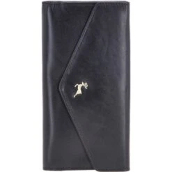 Vegetable Tanned Note, Coin & 8 Card Envelope Purse Black: V-63