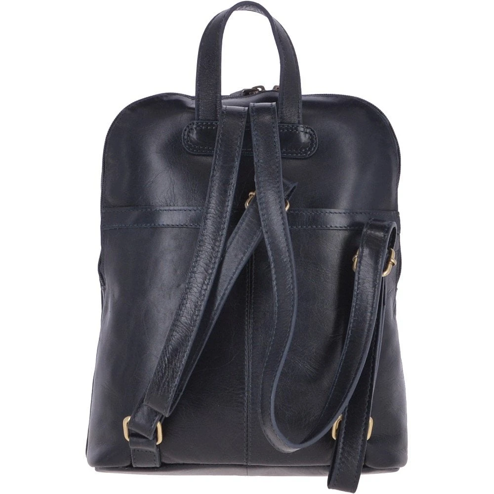 Vegetable Tanned Small Leather Backpack Navy : V-25 - Image 3
