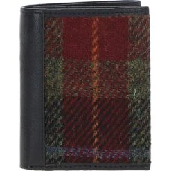 Versatile Leather X Harris Tweed RFID Secure Wallet Black/Green/Red: TW-17-07-BR
