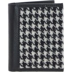Versatile Leather X Harris Tweed RFID Secure Wallet Black/White: TW-17-012-BW
