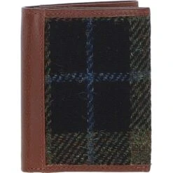 Versatile Leather X Harris Tweed RFID Secure Wallet Tan/Green/Red: TW-17-08-TR