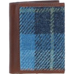 Versatile Leather X Harris Tweed RFID Secure Wallet Tan/LT Blue: TW-17-05-TB