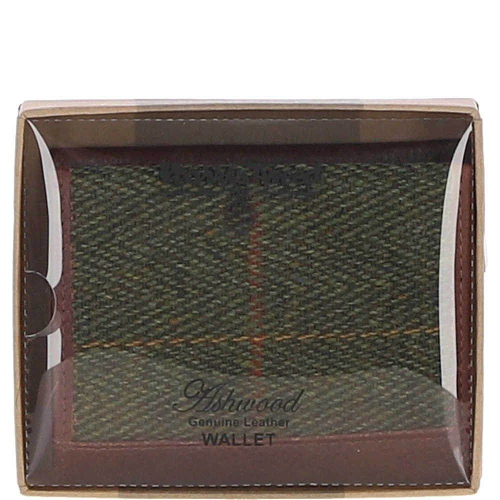 Versatile Leather X Tweed RFID Secure Wallet Tan/Green Check: TW-17-010-TGNH - Image 5