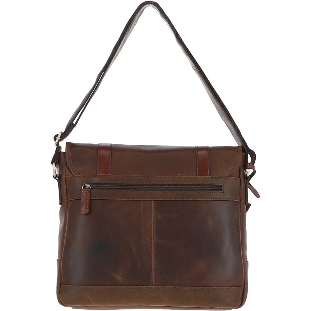 Vintage Cow Oily Leather Messenger Bag Brown/Brandy: FEN-785 - Image 3