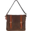 Vintage Cow Oily Leather Messenger Bag Brown/Tan: FEN-785