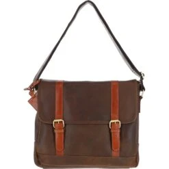 Vintage Cow Oily Leather Messenger Bag Brown/Tan: FEN-785