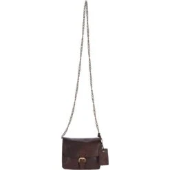 Vintage Mini Leather Cross Body Shoulder Bag With Chain Strap Brandy – G27