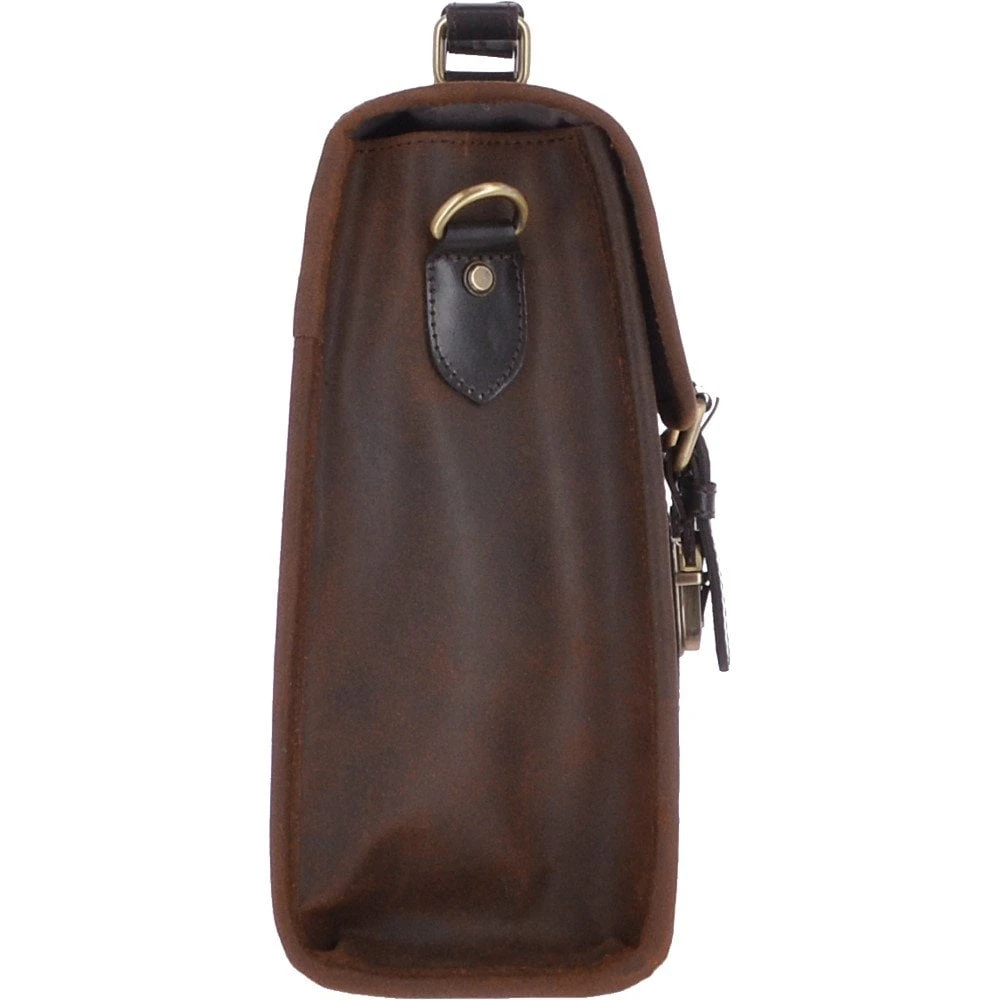 Vintage Oily Hunter Leather Briefcase Brown: Walter - Image 5