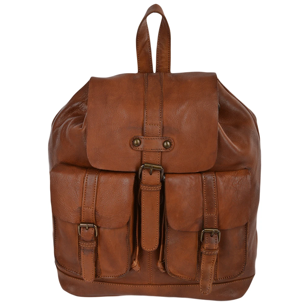 Vintage Wash Leather Rucksack Rust : 7990