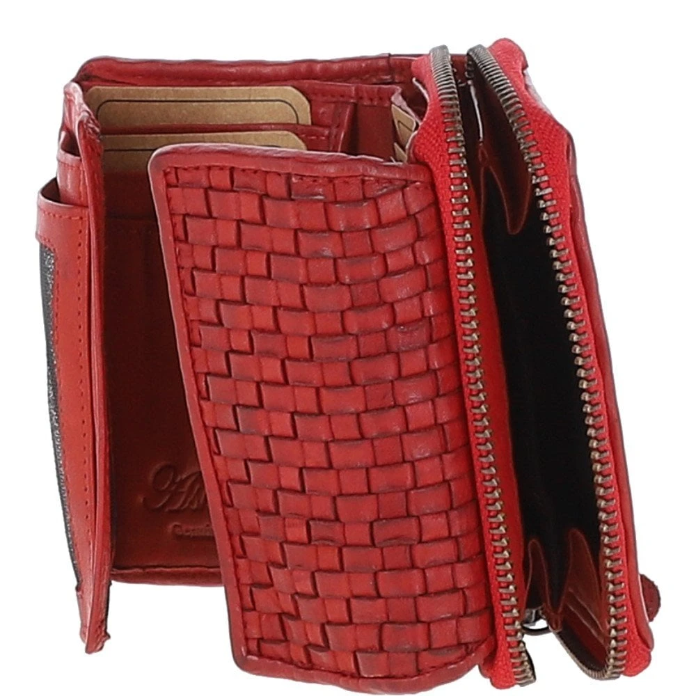 Vintage Woven Leather 7 Card Purse Red: D-82 - Image 2