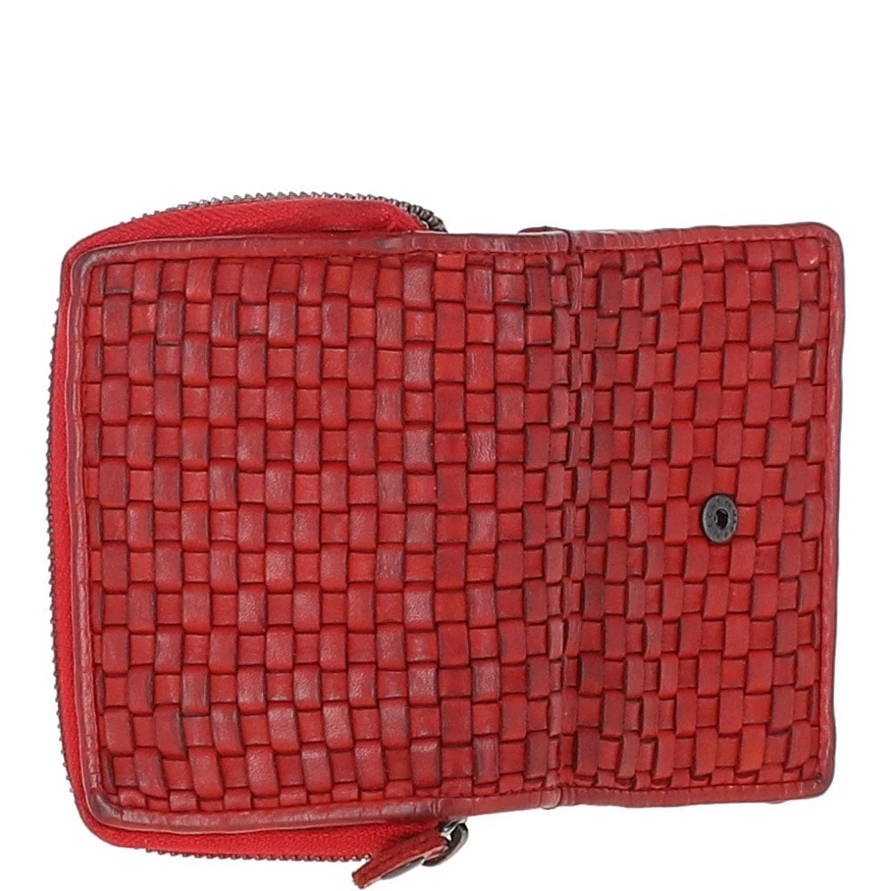 Vintage Woven Leather 7 Card Purse Red: D-82 - Image 3