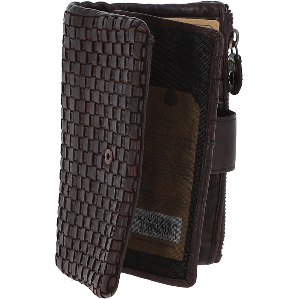 Vintage Woven Leather Medium 18 Card Purse Dark Brown : D-83 - Image 4