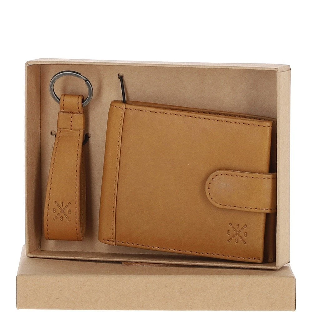 Waxy Leather RFID Wallet & Key Ring Set Cognac: W-85 - Image 5