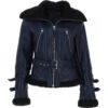 Women's Aviator Biker Jacket Blue/Black: 2420