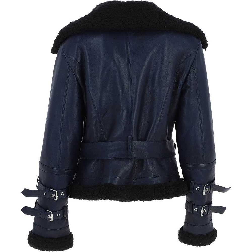 Women's Aviator Biker Jacket Blue/Black: 2420 - Image 3