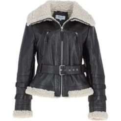 Women's Aviator Biker Jacket Choco/Beige: 2420