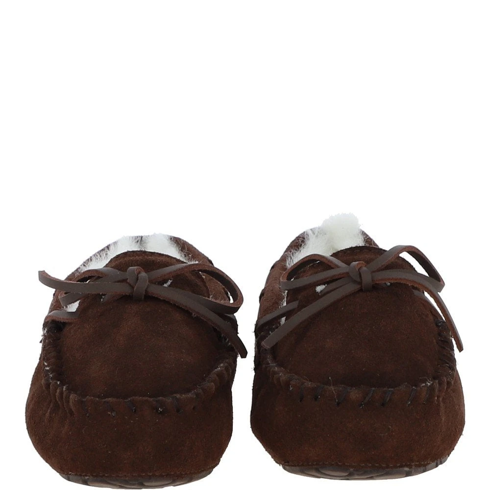 Women's Classic Suede Sheepskin Moccasin Slippers Brown: Ladies Moccasins - Image 4