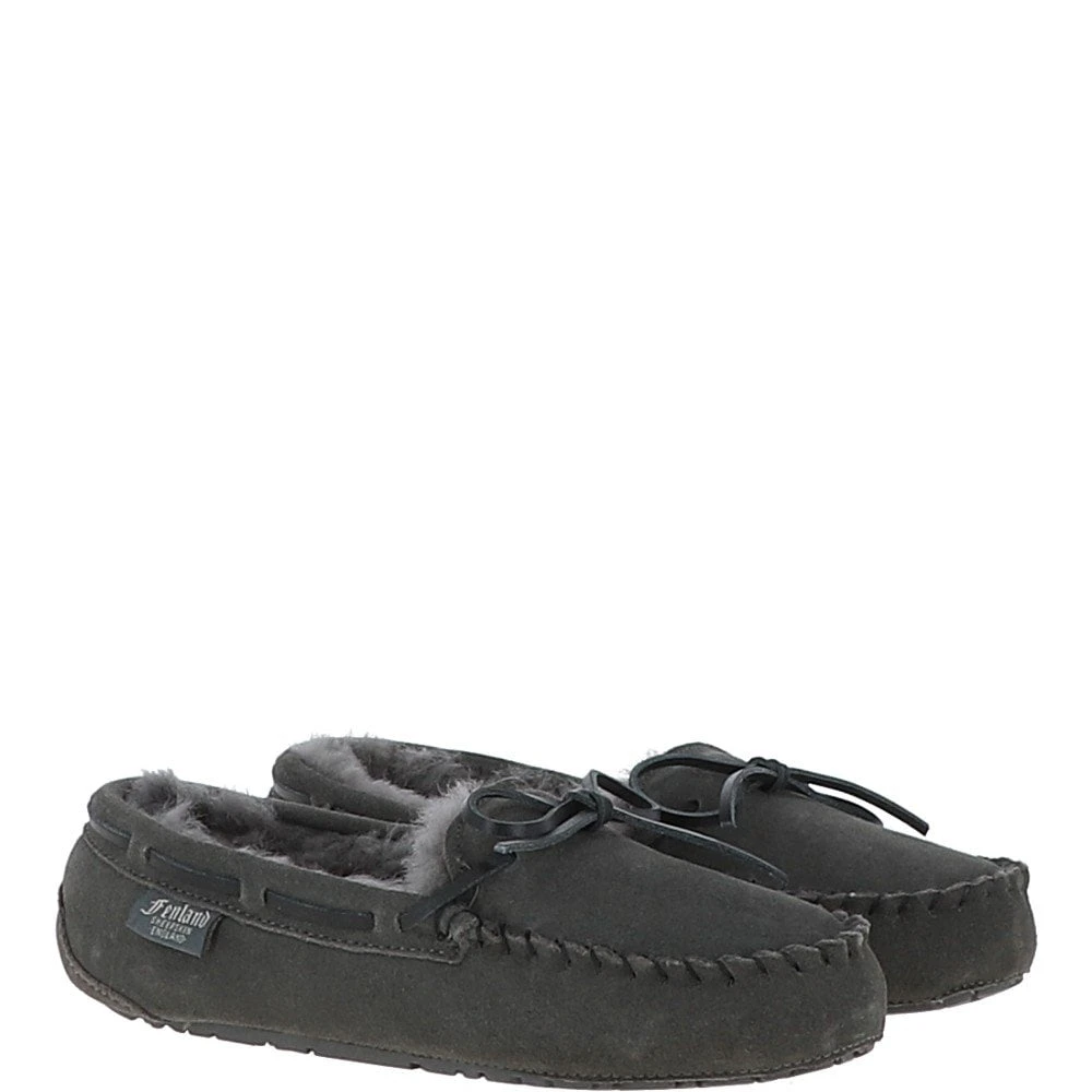 Women's Classic Suede Sheepskin Moccasin Slippers Grey: Ladies Moccasins - Image 3