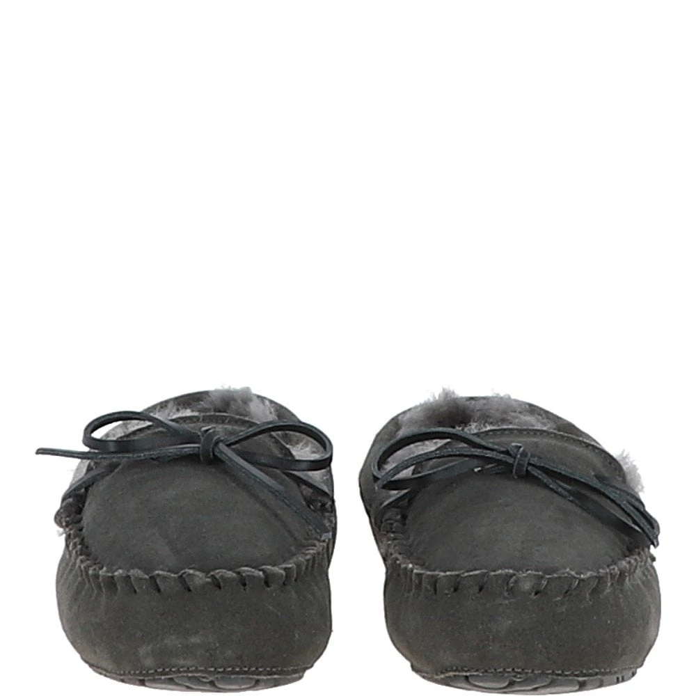 Women's Classic Suede Sheepskin Moccasin Slippers Grey: Ladies Moccasins - Image 4