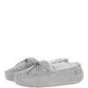 Women's Classic Suede Sheepskin Moccasin Slippers Light Grey : Ladies Moccasins