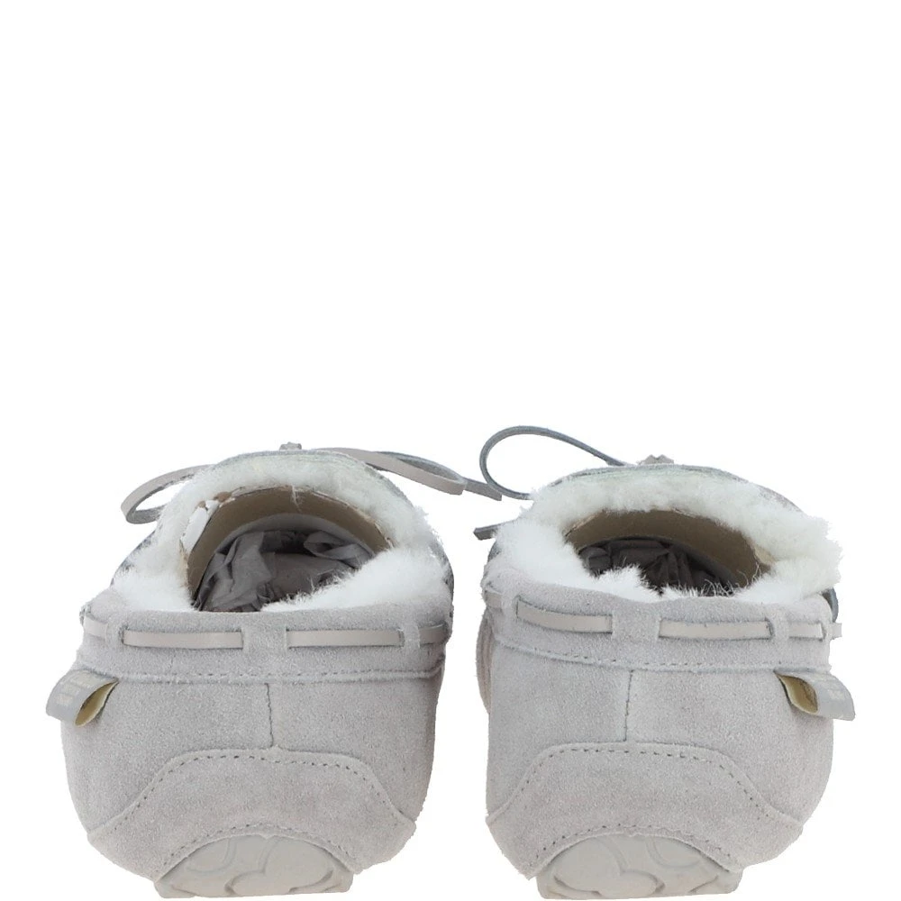 Women's Classic Suede Sheepskin Moccasin Slippers Light Grey : Ladies Moccasins - Image 2