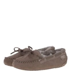 Women's Classic Suede Sheepskin Moccasin Slippers Mink: Ladies Moccasins