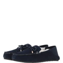 Women's Classic Suede Sheepskin Moccasins Navy: Megan