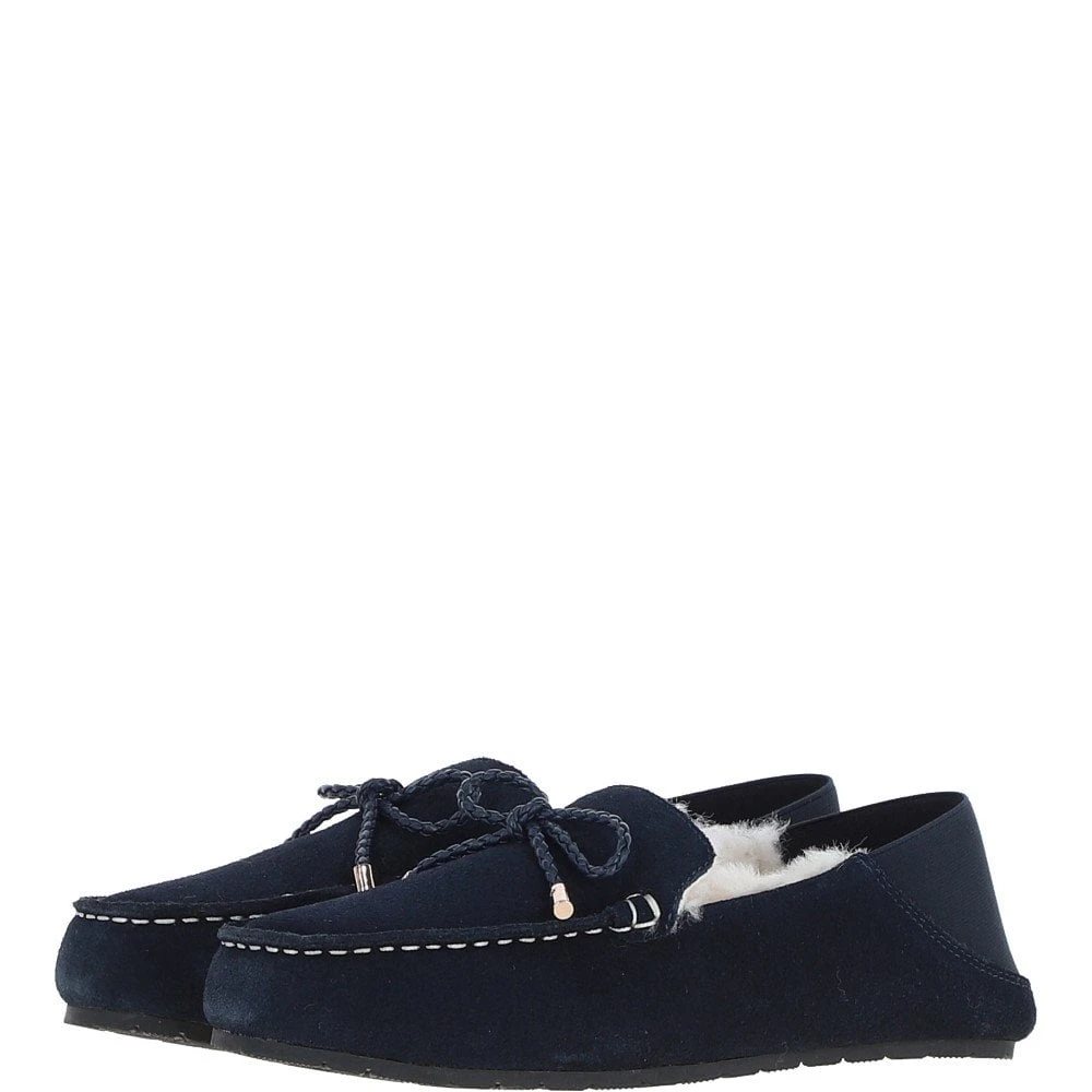Women's Classic Suede Sheepskin Moccasins Navy: Megan