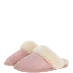 Women's Classic Suede Sheepskin Slippers Pink : Fen-Ladies