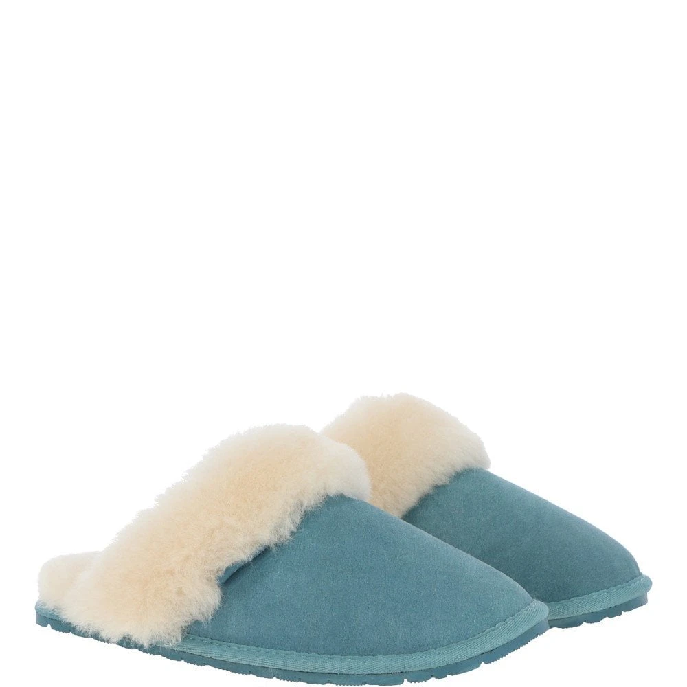 Women's Classic Suede Sheepskin Slippers Powder Blue : Fen-Ladies - Image 3