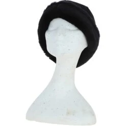 Women's Luxury Sheepskin Hat Black: DB 034
