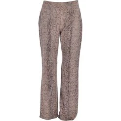 Women's Flared 60's Snake Print Leather Jeans Beige : Flared 4053