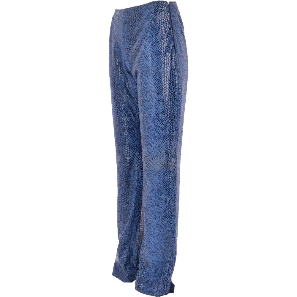 Women's Flared 60's Snake Print Leather Jeans Blue : Flared 4053 - Image 2