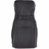 Women's Leather Bandeau Mini Dress Black : BTM Dress