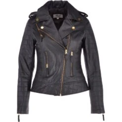 Women's Leather Biker Jacket Black/app: Targaryen