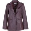 Womens Leather Fashion Single Breasted Blazer Burgundy: AWL-Blazer