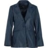 Womens Leather Fashion Single Breasted Blazer Navy: AWL-Blazer