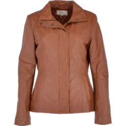 Womens Leather Jacket Tan/ Nap : Juliet