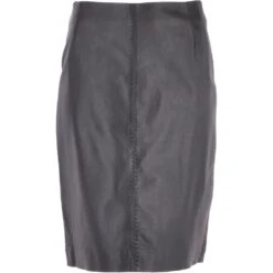 Women's Leather Pencil Skirt Black : V2 Knee