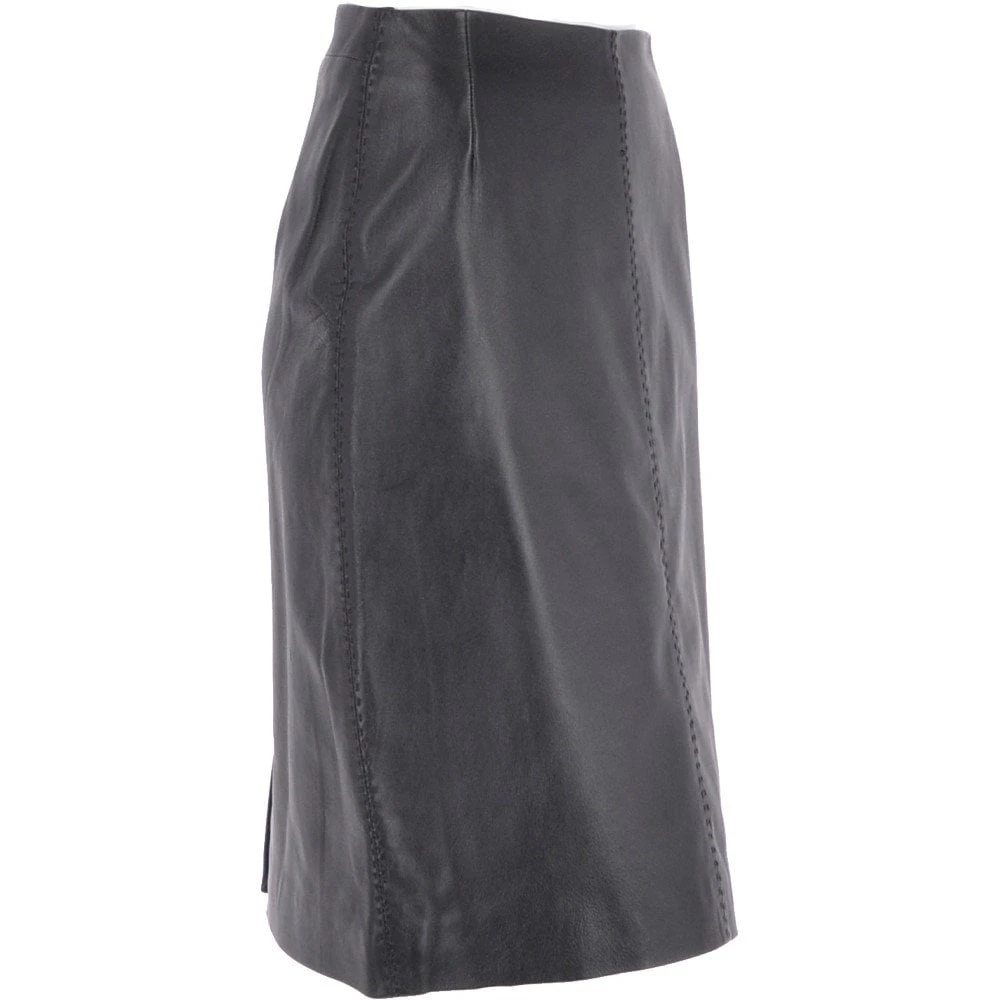 Women's Leather Pencil Skirt Black : V2 Knee - Image 4