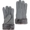 Womens Leather Sheepskin Gloves Dk Grey: FEN-901